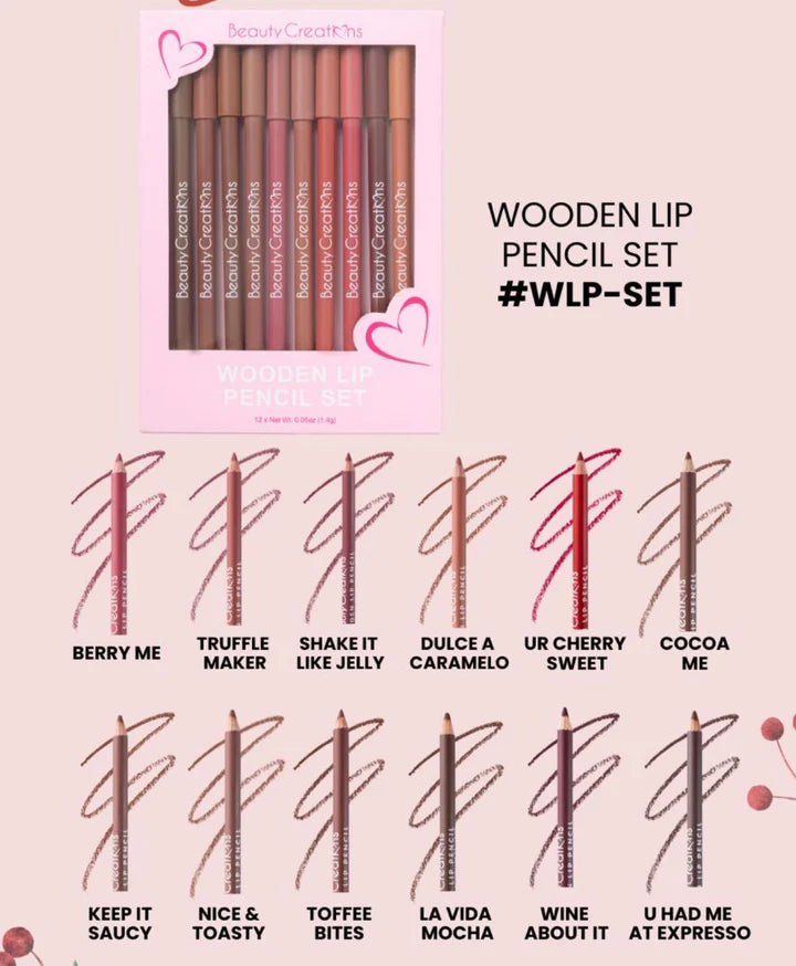 Set de Lápices para Labios - Beauty Creations Wooden Lip Pencil Set
