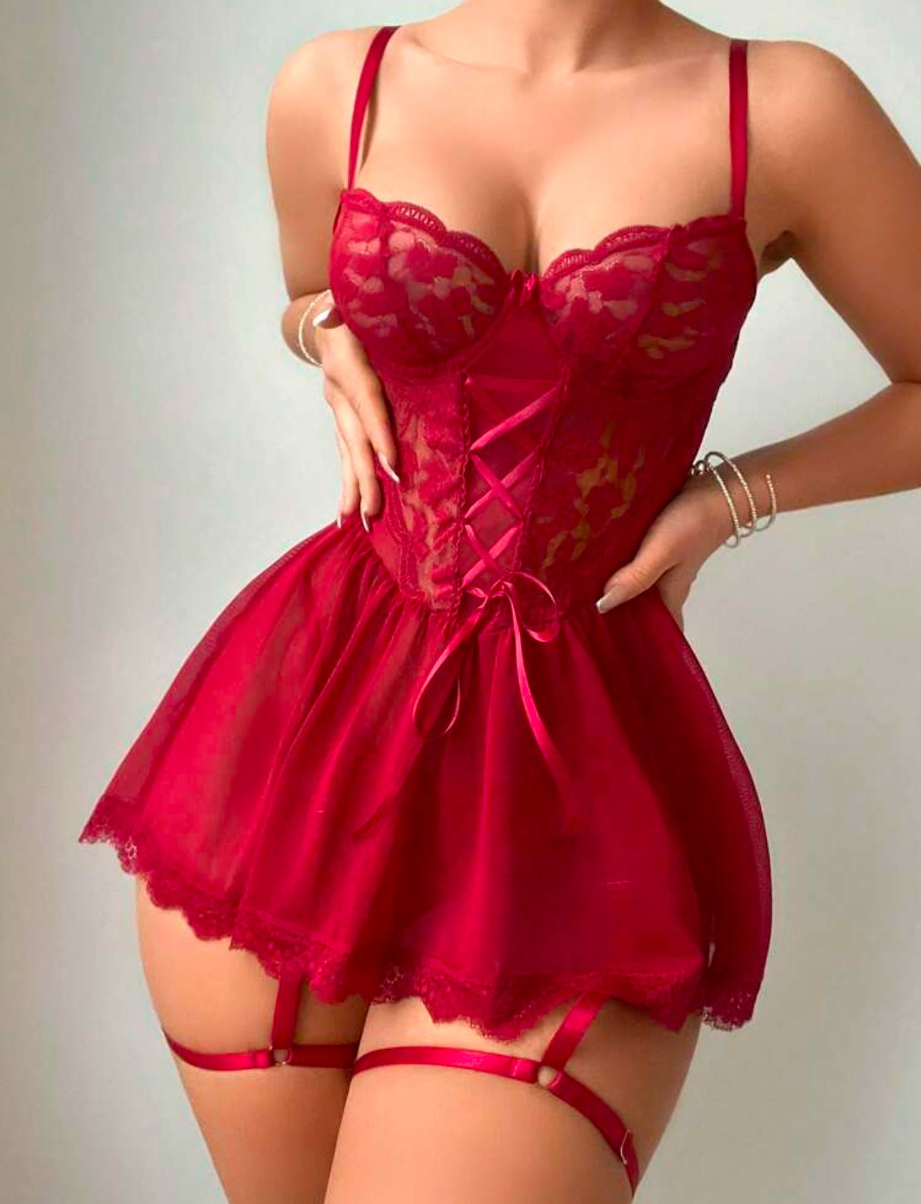Conjunto Lencería - BabyDoll Red