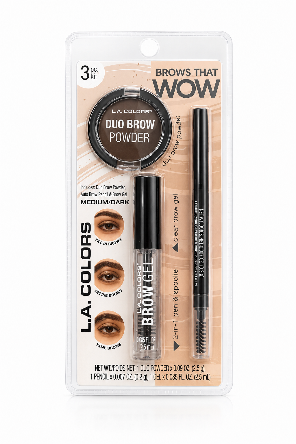 L.A. Colors Duo Brow Powder Kit – Medium/Dark