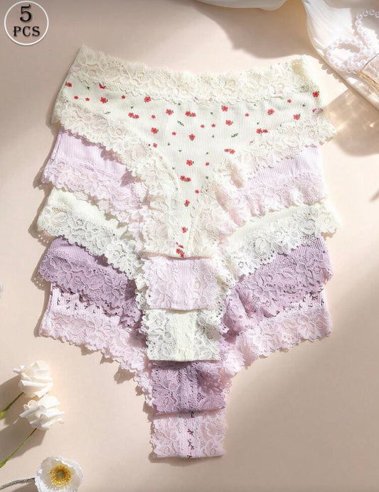 Set de 5 Panties - Encaje Floral